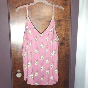 Torrid Flaming Skulls Pink Gauze Cami Size 4 4x 26w New!